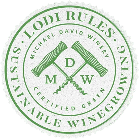 Lodi Rules Sustainable Winegrowing certified green badge for Michael David Winery